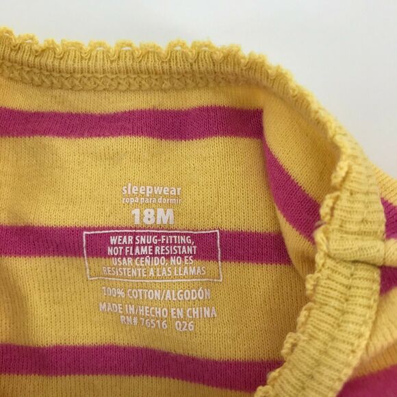 Unbranded Girls Toddler PJ Set Pajamas Striped Lamb Sheep Tight Sz 18 Months - Picture 8 of 9